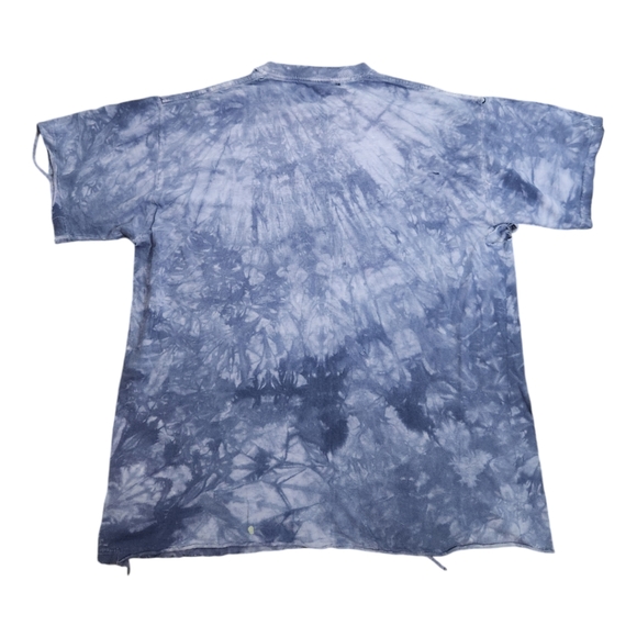 Thrashed 1997 Vintage The Mountain Howling Wolf Tie Dye Tee Ripped Large Moon - Picture 7 of 11